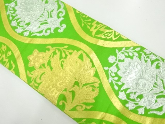 JAPANESE KIMONO / ANTIQUE FUKURO OBI / SILK / WOVEN FLOWER